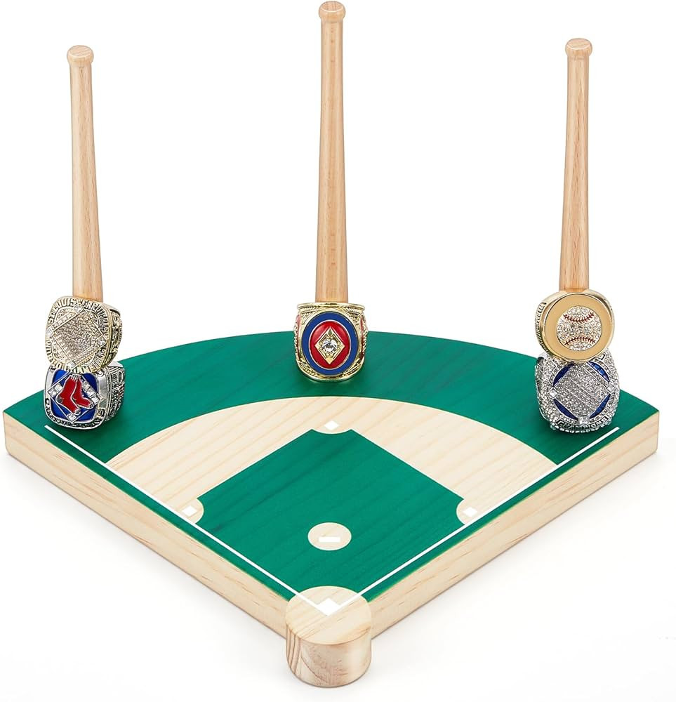 Spiareal Baseball Ring Holder Display Stand, Wooden Championship Ring Display Case with Home Plat... | Amazon (US)