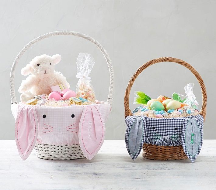 Gingham Bunny Face Easter Basket Liners | Pottery Barn (US)
