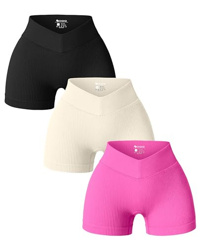 OQQ Women 3 Piece Yoga Shorts Ribbed V Shaped High Waist Workout Exercise Leggings Black Coffee B... | Amazon (US)