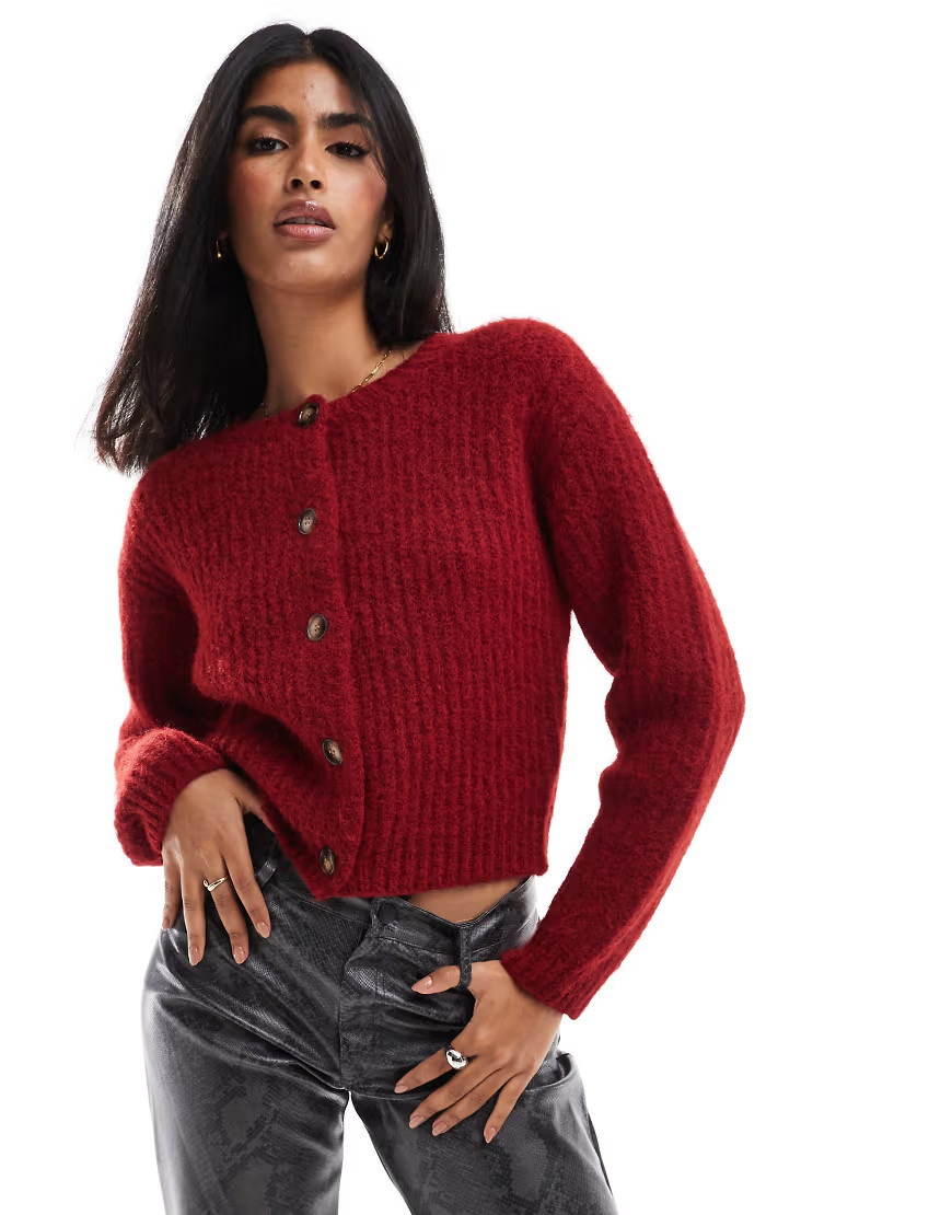 4th & Reckless knitted button through cardigan in red | ASOS (Global)