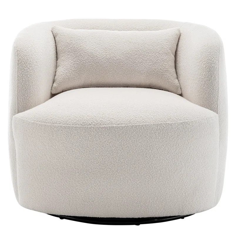 34" Wide Boucle Upholstered Swivel Armchair | Wayfair North America