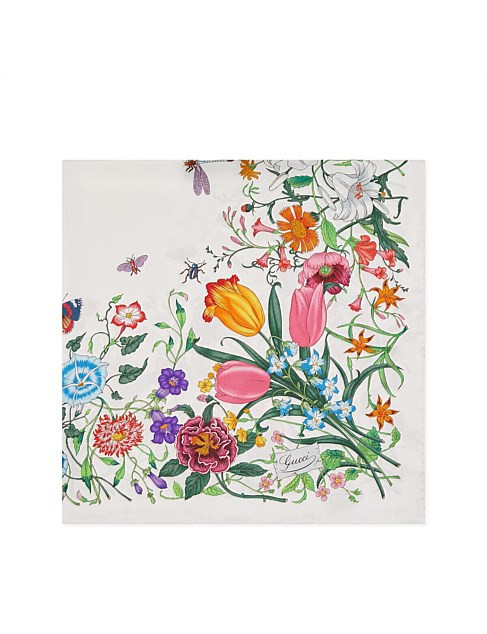 Gucci Flora Print Silk Carré | David Jones | David Jones (Australia & New Zealand)