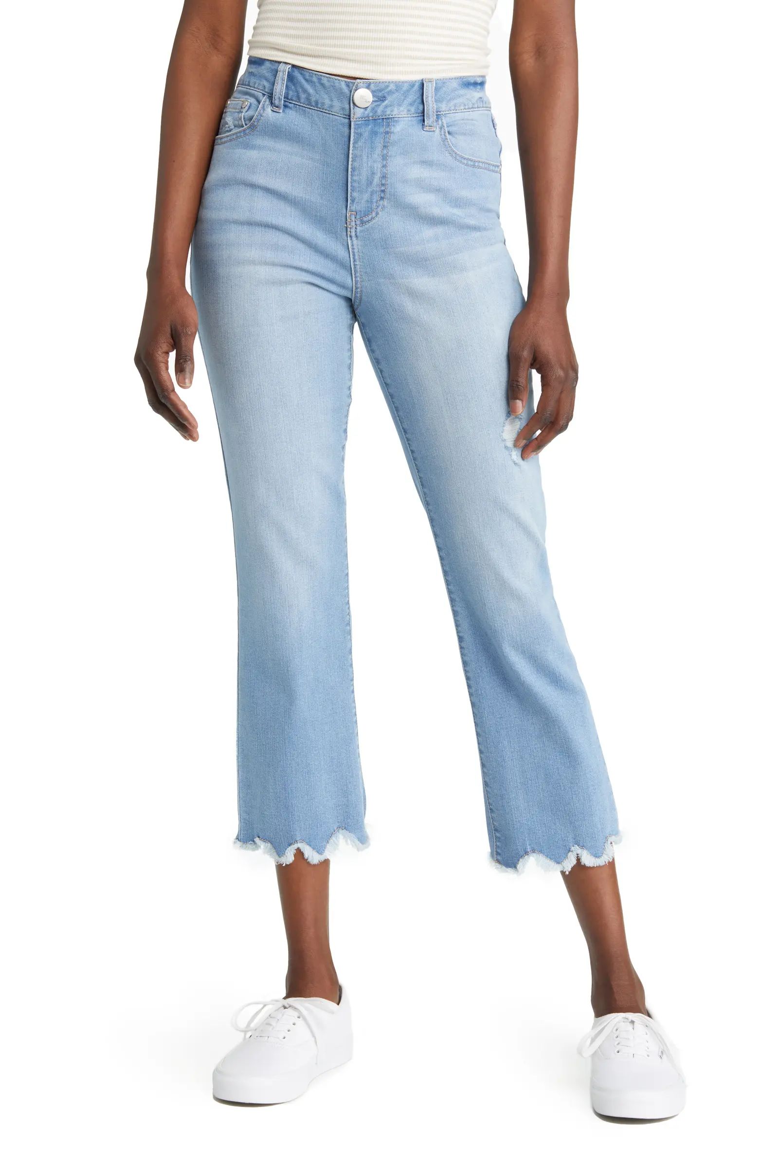 High Waist Scallop Frayed Crop Jeans | Nordstrom