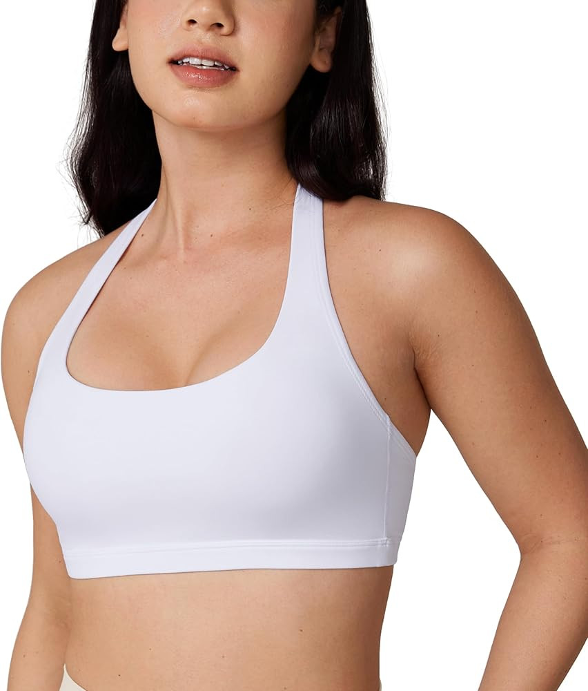 Hugcurve Detachable Halter Sports Bra Racerback for Women Padded Square Neck Open Back Yoga Worko... | Amazon (US)