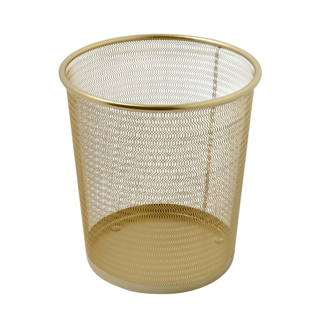 Martha Stewart Ryder Gold Mesh Metal Trash Can, 4.5 Gallon, Wastebasket for Office | Walmart (US)