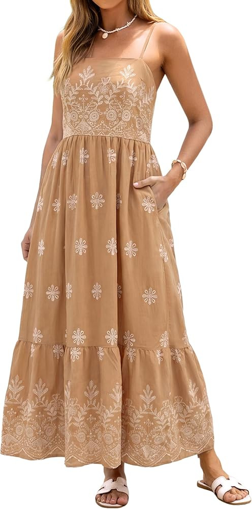 BerryGo Womens Summer Boho Maxi Dress 2026 Casual Spaghetti Strap Floral Beach Sundress Flowy Smo... | Amazon (US)