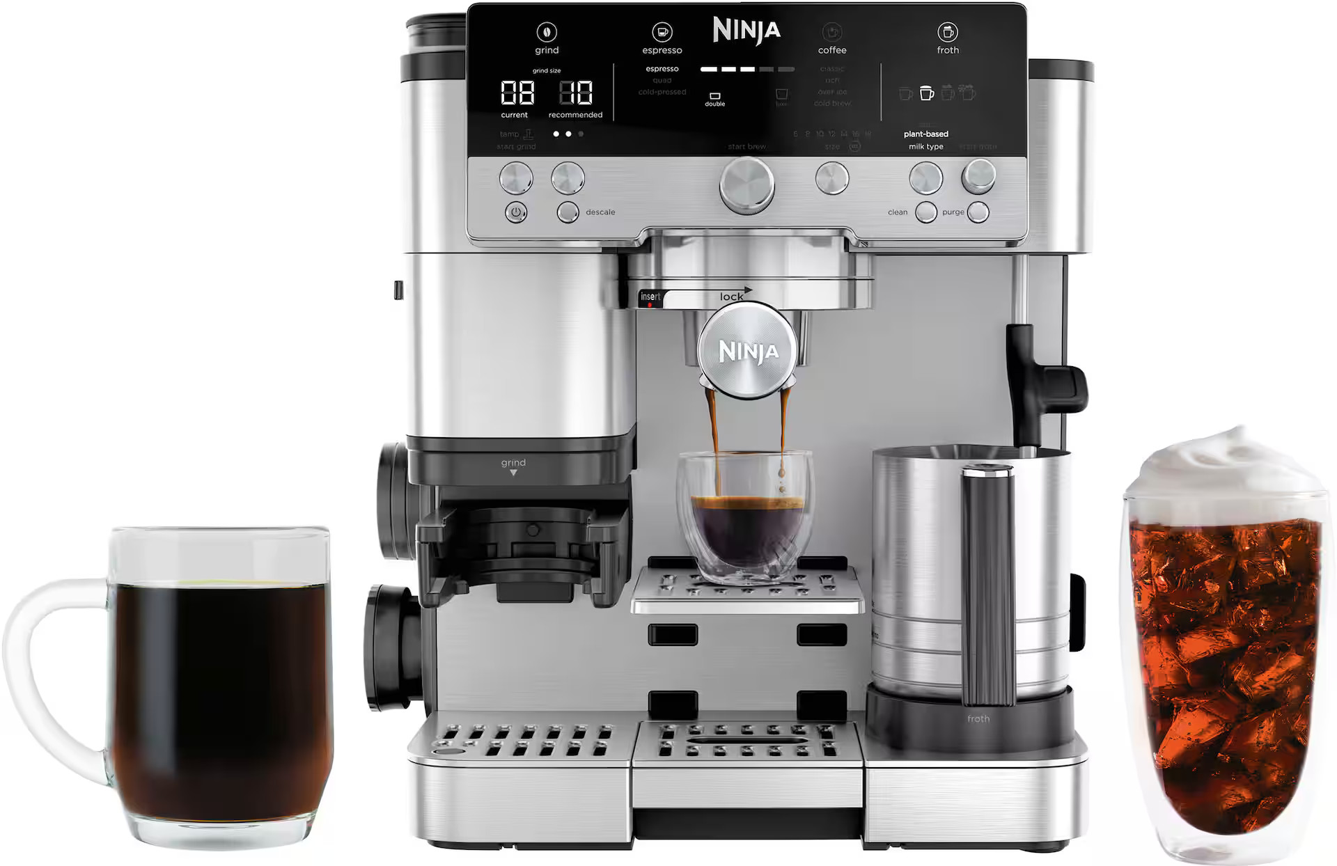 Ninja - Luxe Café Premier Series 3-in-1 Espresso, Coffee, and Cold Brew Machine with Grinder and Scale, and Hands-Free Frother - Stainless Steel | Best Buy U.S.
