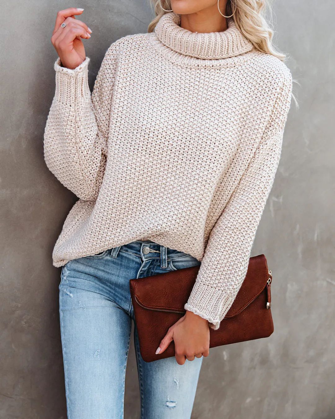 Quay Turtleneck Knit Sweater - Beige - SALE | VICI Collection