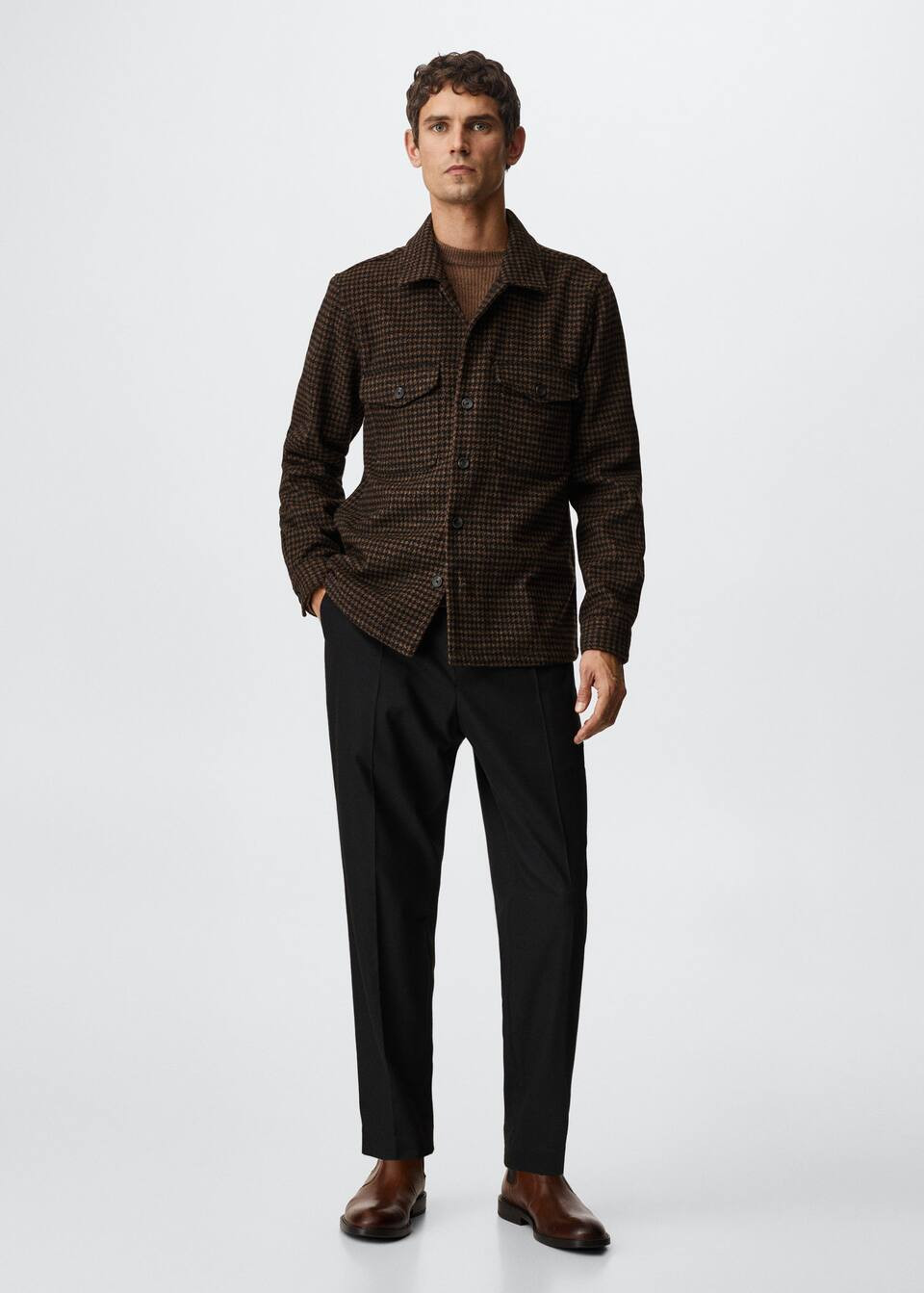 Houndstooth wool overshirt -  Men | Mango Man USA | MANGO (US)