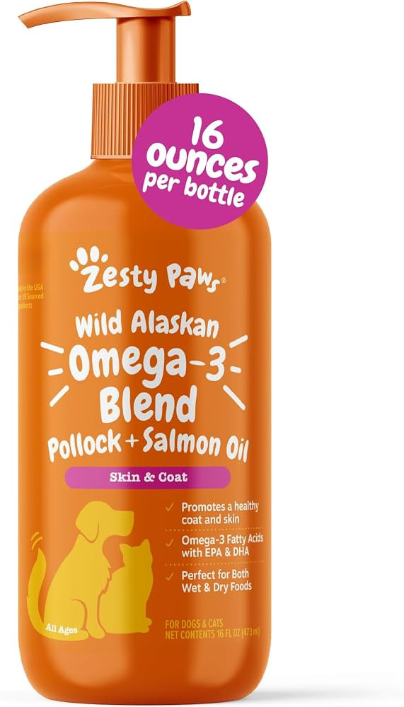 Zesty Paws Wild Alaskan Omega-3 Blend Pollock + Salmon Oil for Dogs and Cats- Skin and Coat Suppo... | Amazon (US)