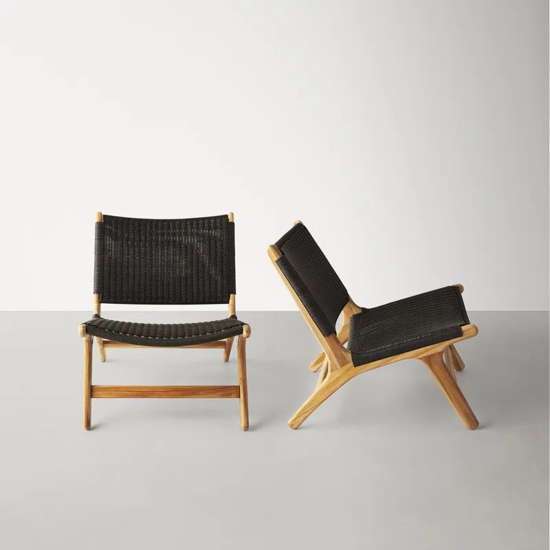 GIZMO Teak Outdoor Armless Lounge Chair (Set of 2) | Wayfair North America
