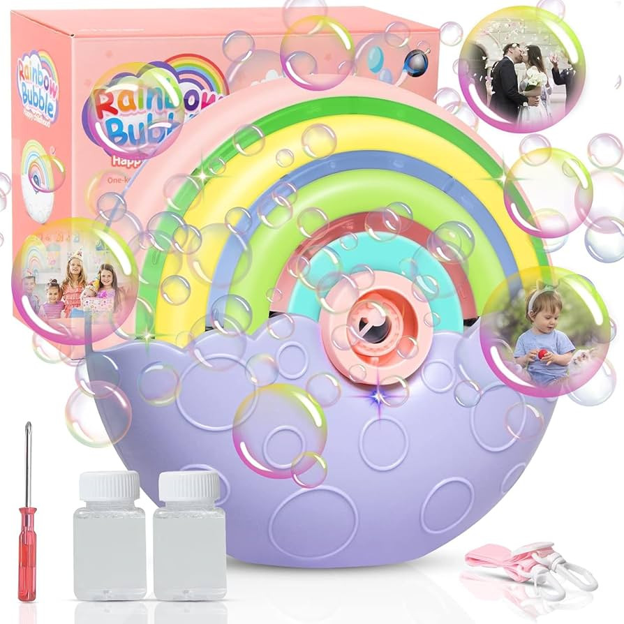 PANACARE Automatic Bubble Machine for Kids Portable Rainbow Bubble Blower Machine with Lights 200... | Amazon (US)