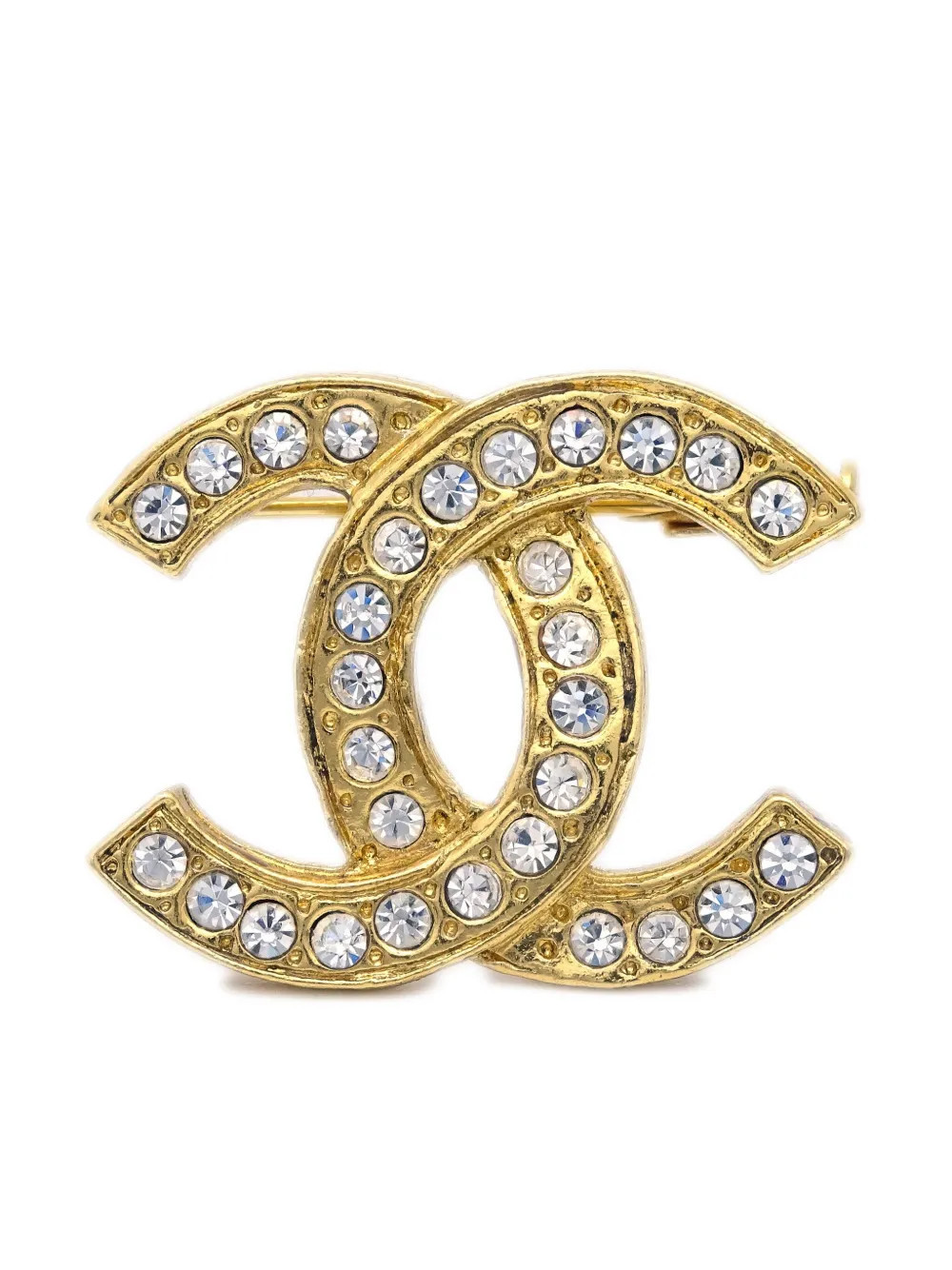 CHANEL Pre-Owned 1980-1990s CC rhinestone-embellished brooch - Gold | Farfetch Global