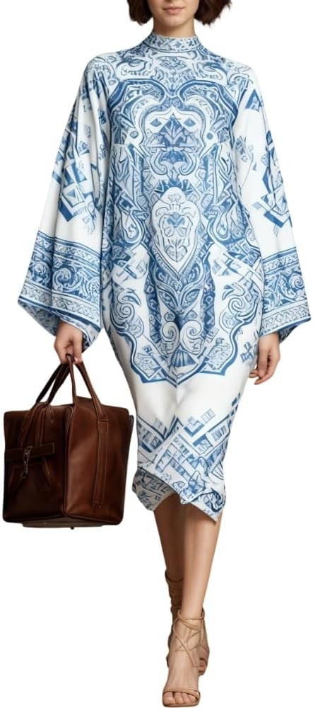 Akivide Womens Elegant Paisley and Boho Floral Prints Dresses Spring Summer Vacation Batwing Slee... | Amazon (US)
