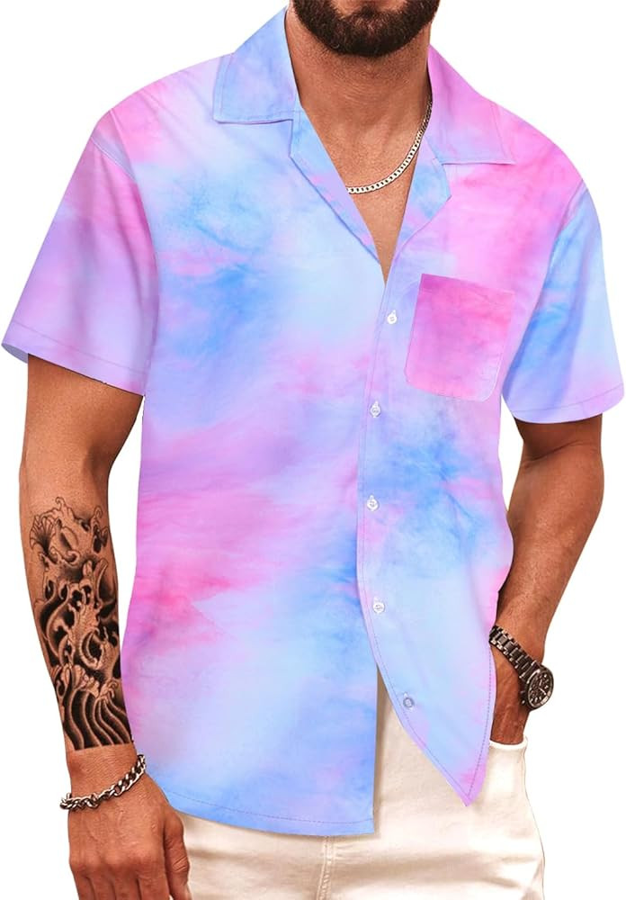 APTRO Men's Hawaiian Shirt Short Sleeve Summer Beach Tropical Button Down Shirt | Amazon (US)