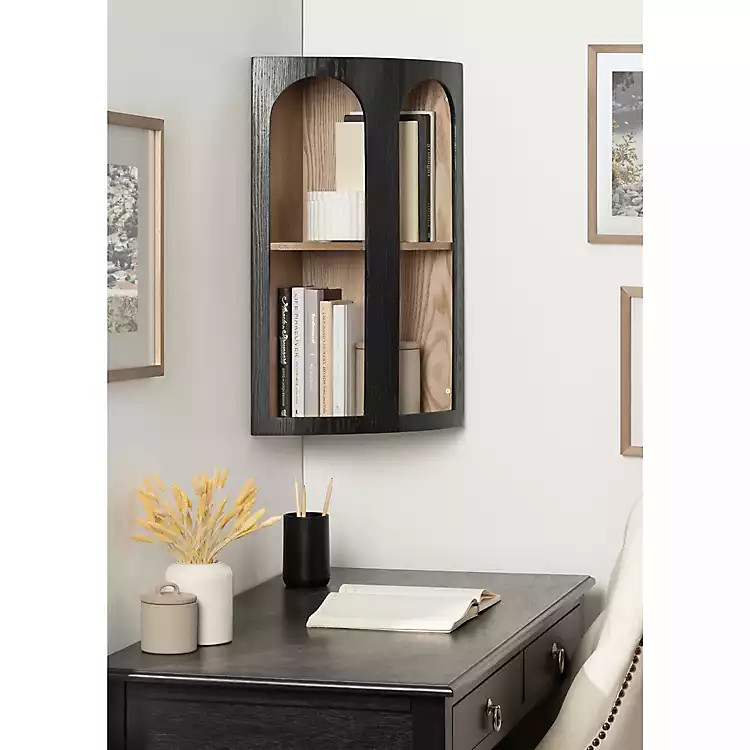 Black and Brown Arched Openings Corner Shelf | Kirklands Home | Kirklands