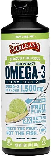 Barlean's Key Lime Pie High Potency Omega 3 Fish Oil Supplements - 1500mg of Omega 3 EPA/DHA for ... | Amazon (US)