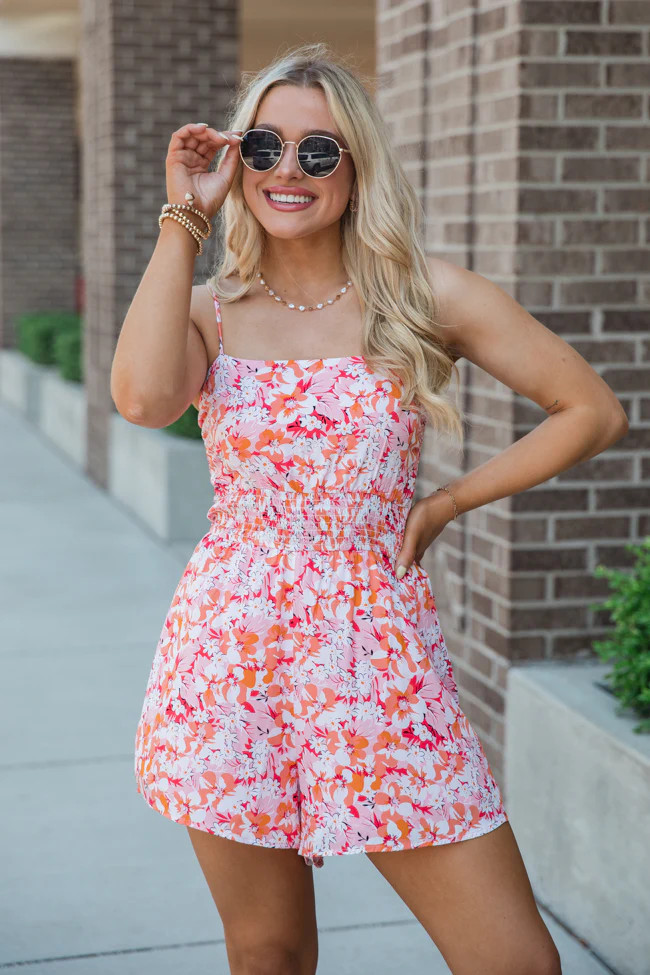 Calling On You Printed Romper | Pink Lily