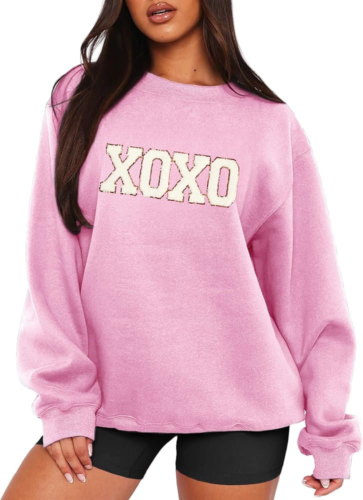 MAPICK Valentine Sweatshirts for Women Funny Letter Printed Chenille Patch Pullover Sweaters Long... | Amazon (US)