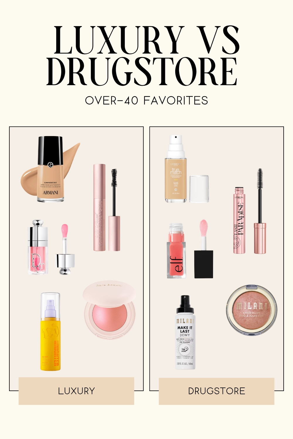 Luxury beauty or drugstore beauty? These are my favorite over-40 makeup products for glowing, natural-looking skin. Sharing the high-end products I love alongside affordable alternatives that deliver amazing results.

#LTKSeasonal #LTKBeauty