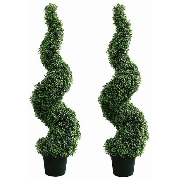 43 Inch- 3.6 FT Artificial Boxwood Topiary Tree Spiral Plants Fake Faux Plant Decor in Plastic Po... | Walmart (US)