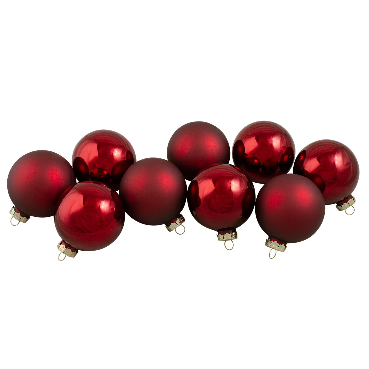 Northlight 2-Finish Glass Ball Christmas Ornaments - 2.5" (65mm) - Cherry Red - 9ct | Target