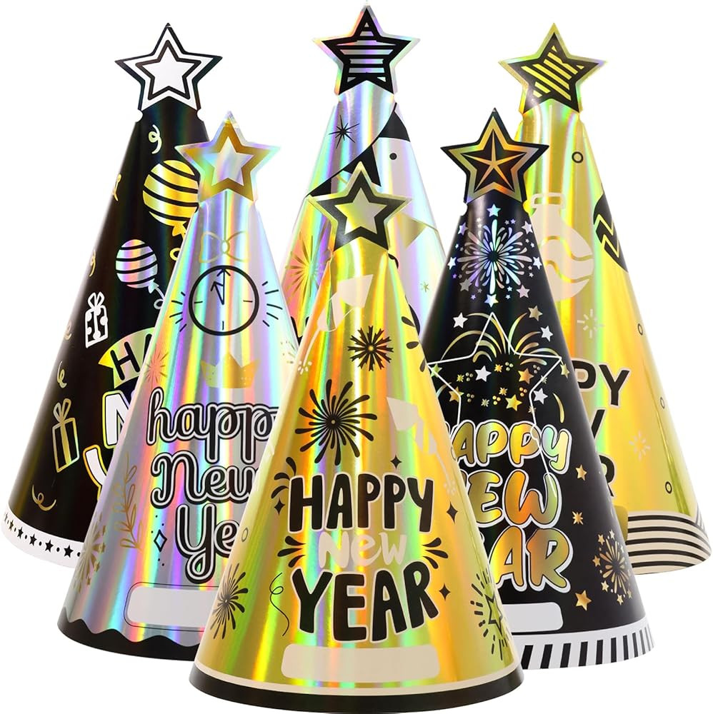 24 Pcs New Years Eve Party Hats NYE Party Supplies 2025 New Year Paper Cone Hats Party Decoration... | Amazon (US)