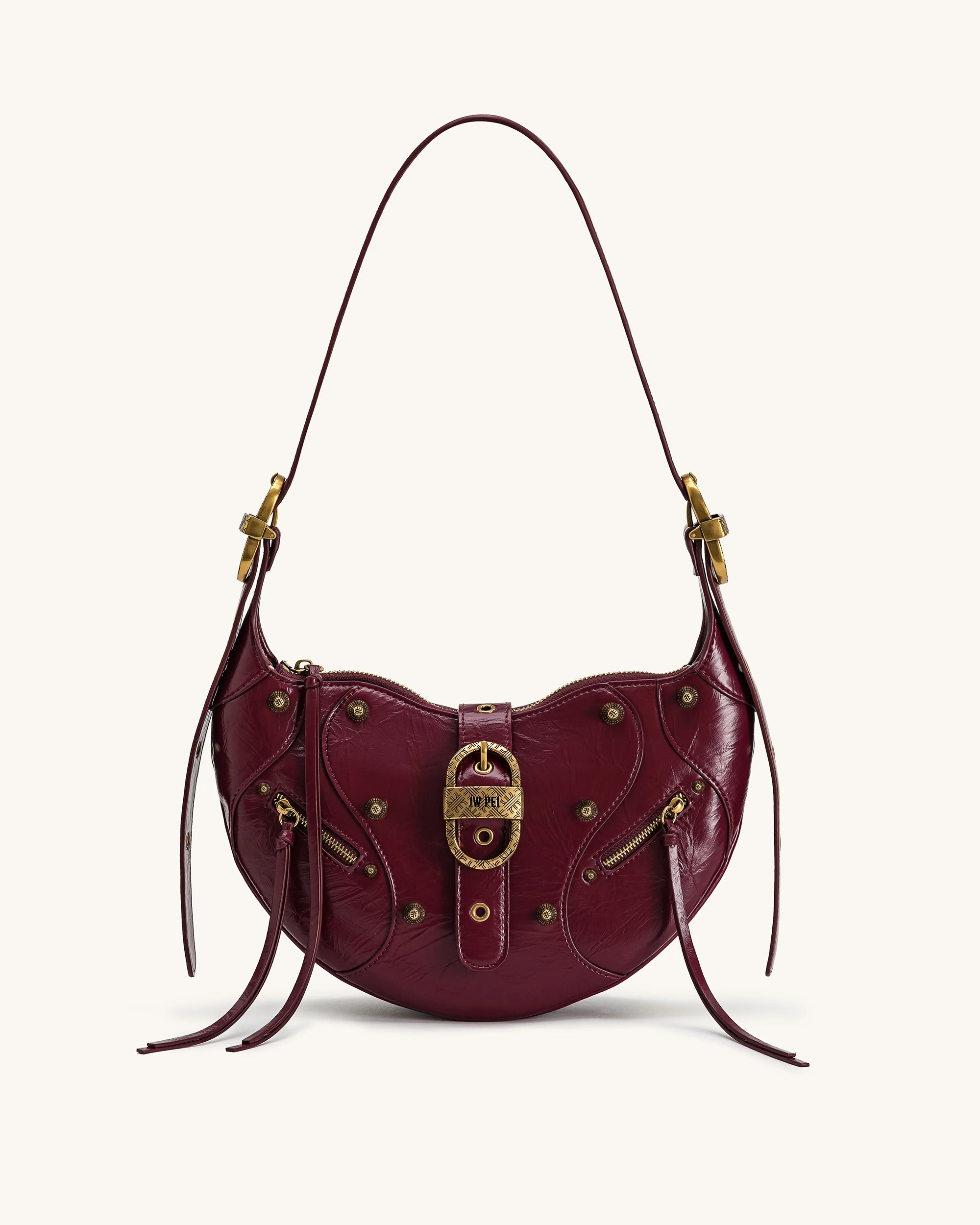Tessa Studded Shoulder Bag - Burgundy | JW PEI US