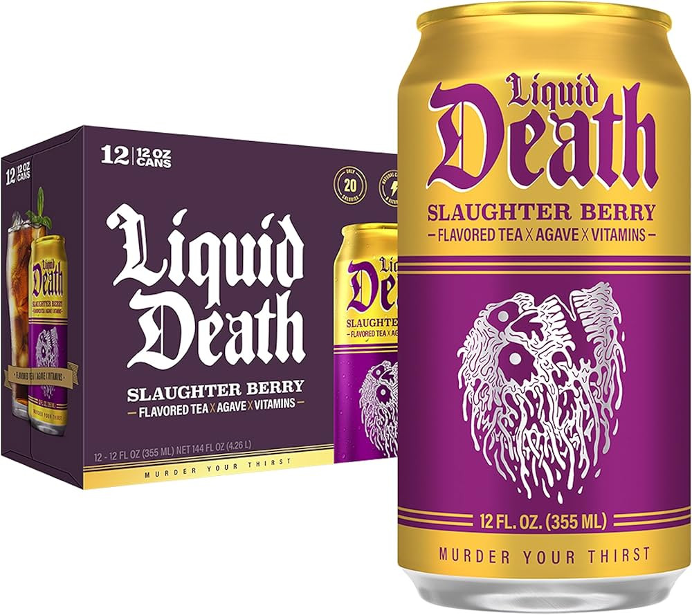 Liquid Death, Slaughter Berry Flavored Iced Tea, 12-Pack (12 oz Cans), Raspberry Flavored Black T... | Amazon (US)