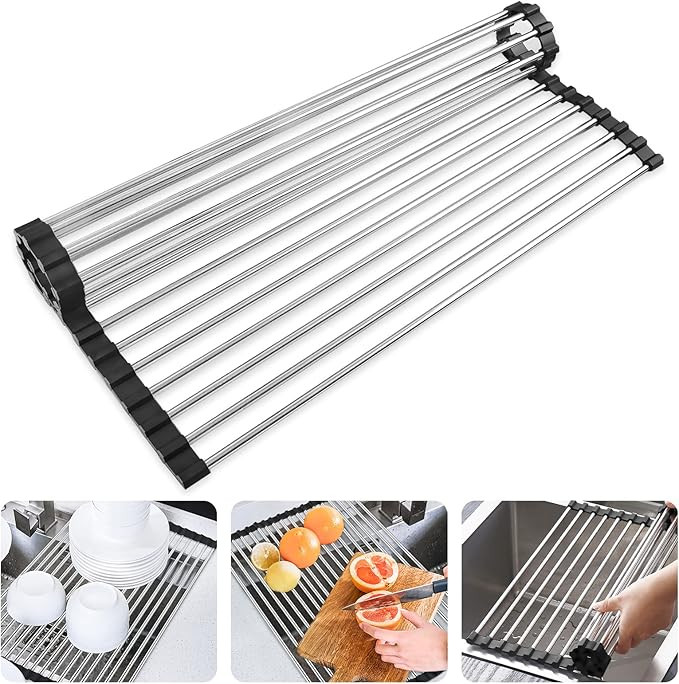 Techsea roll-up-Dish Drying Rack,Multipurpose Heat Resistant Over-The-Sink Dish Drying Rack, Stai... | Amazon (US)
