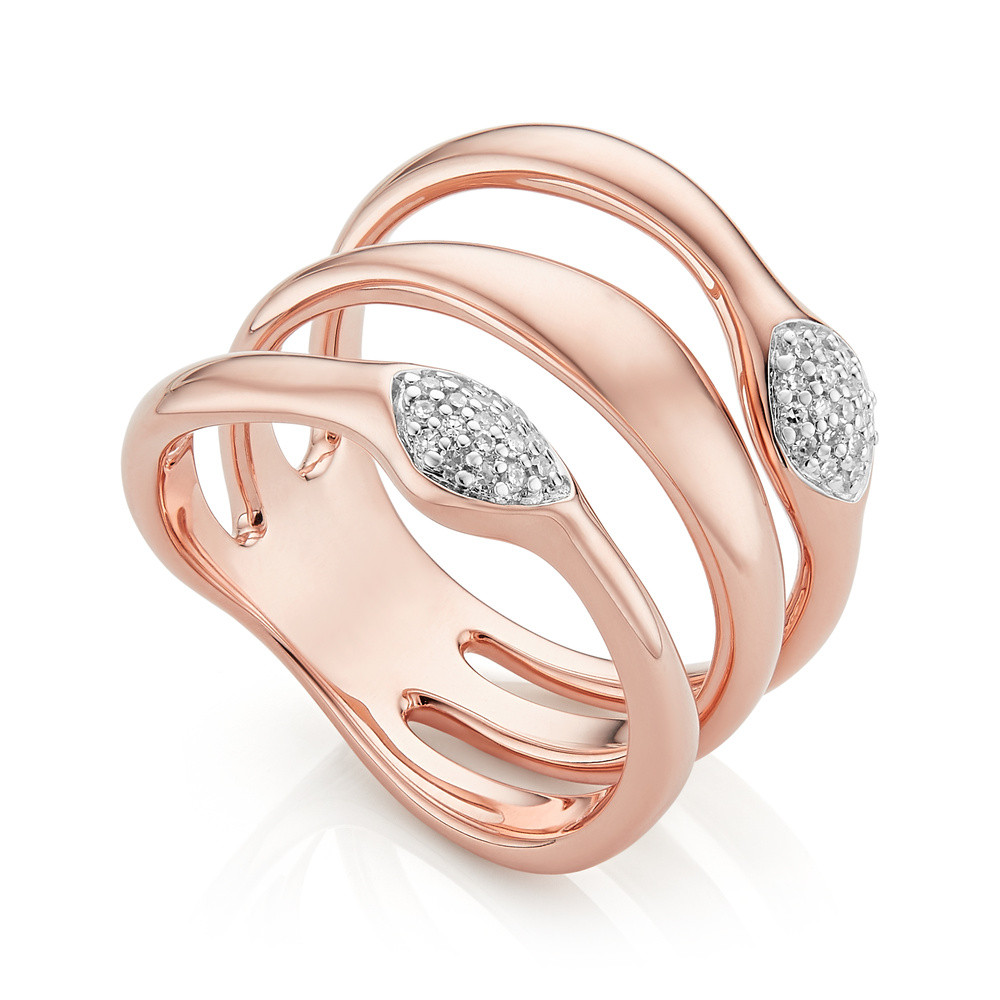Rose Gold Nura Teardrop Multi Band Diamond Ring Diamond | Monica Vinader (US)