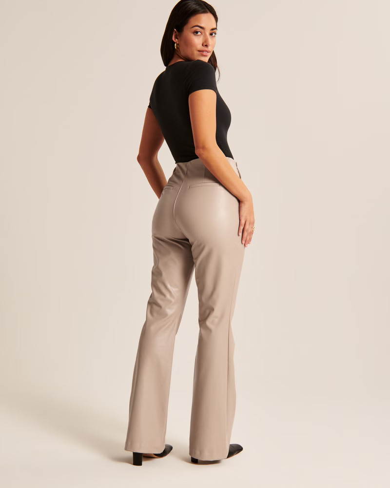 Curve Love Vegan Leather Slim Flare Pant | Abercrombie & Fitch (US)