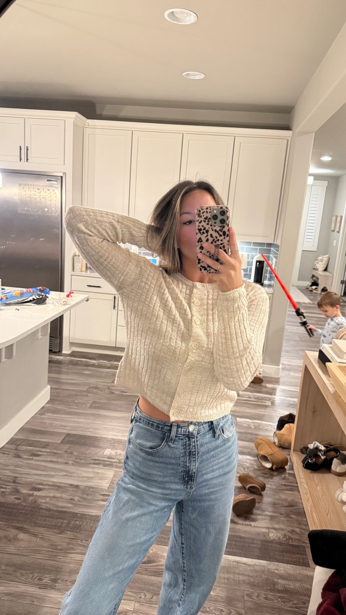 Wearing a medium! Greta transitional cardigan 