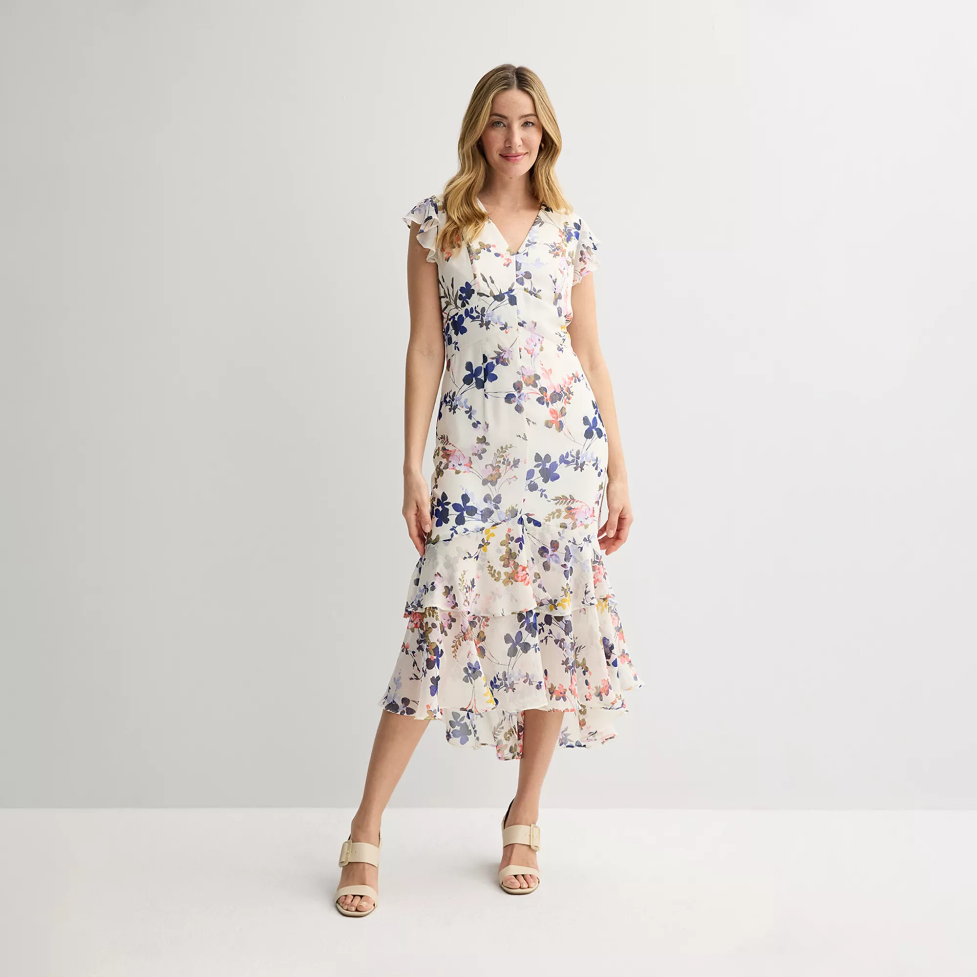Women's Harper Rose Flutter Sleeve Tiered Midi Dress | Kohl's