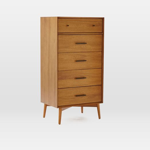 Mid-Century 5 Drawer Narrow, Acorn | West Elm (US)