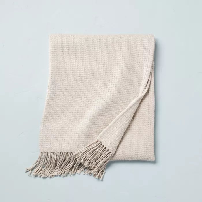 Solid Texture with Fringe Bed Throw Blanket - Hearth & Hand™ with Magnolia | Target