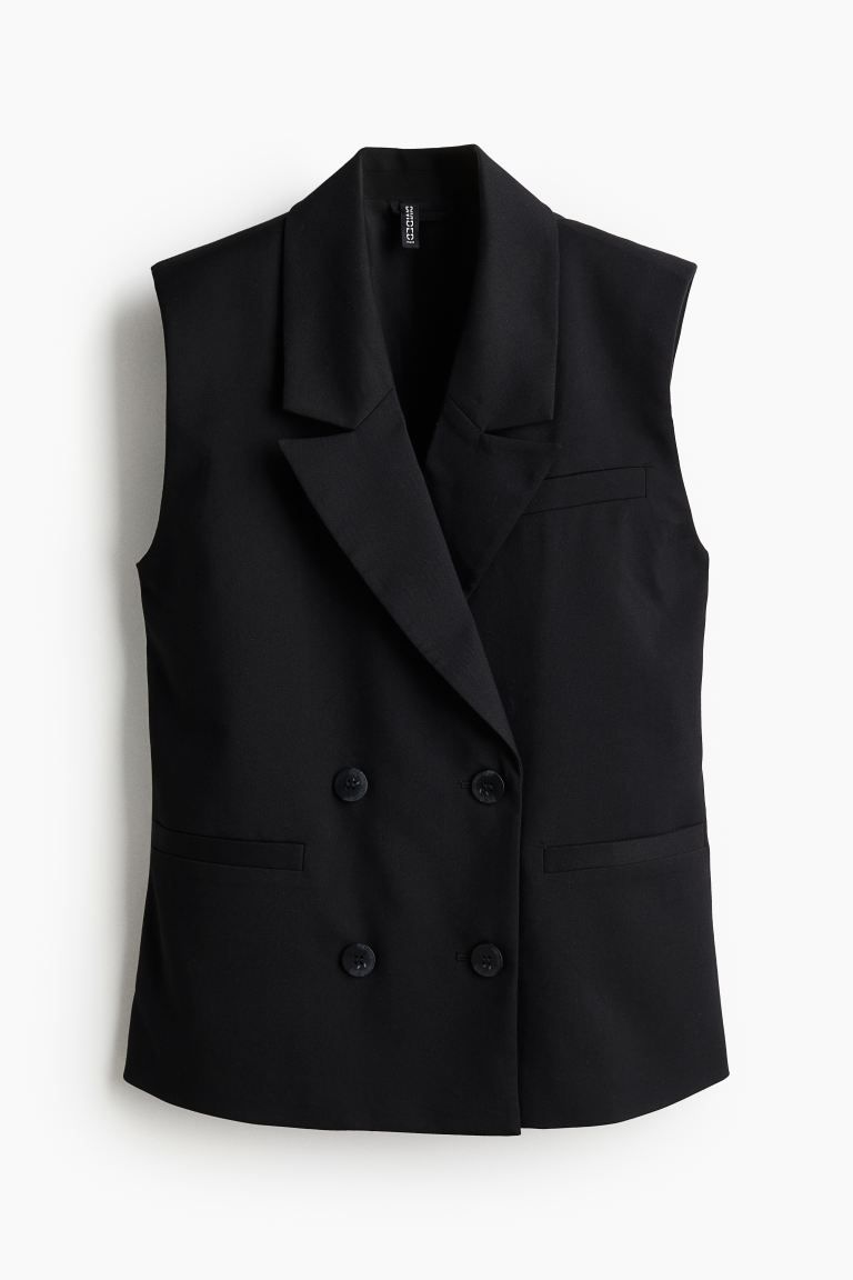 Sleeveless blazer - Sleeveless - Long - Black - Ladies | H&M GB | H&M (UK, MY, IN, SG, PH, TW, HK)