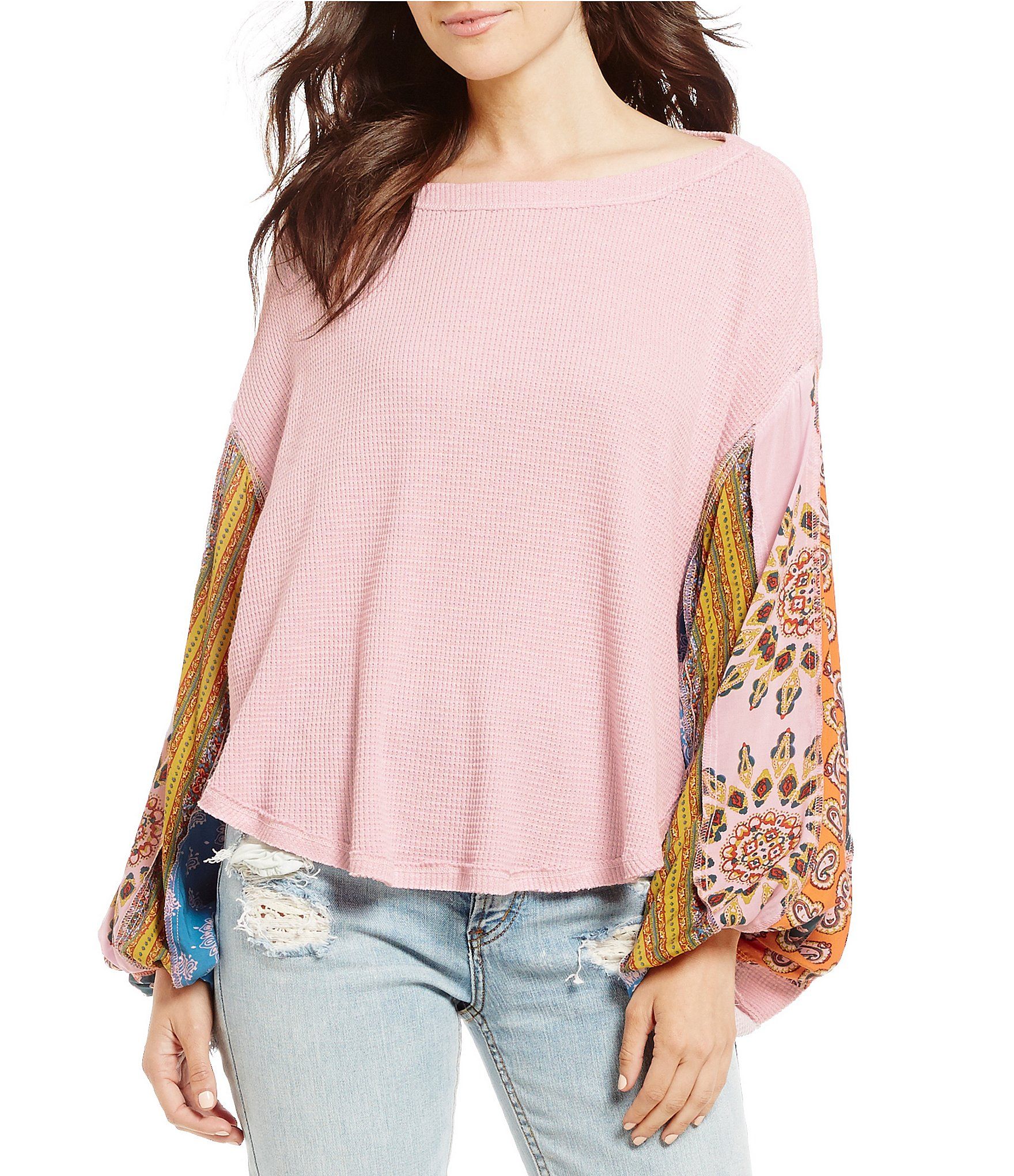 Free People Blossom Thermal Printed Balloon Sleeve Blouse | Dillards Inc.