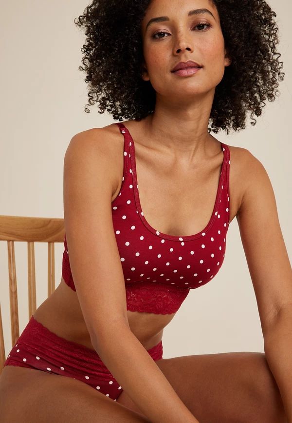 Simply Comfy Polka Dot Cotton Bralette | Maurices