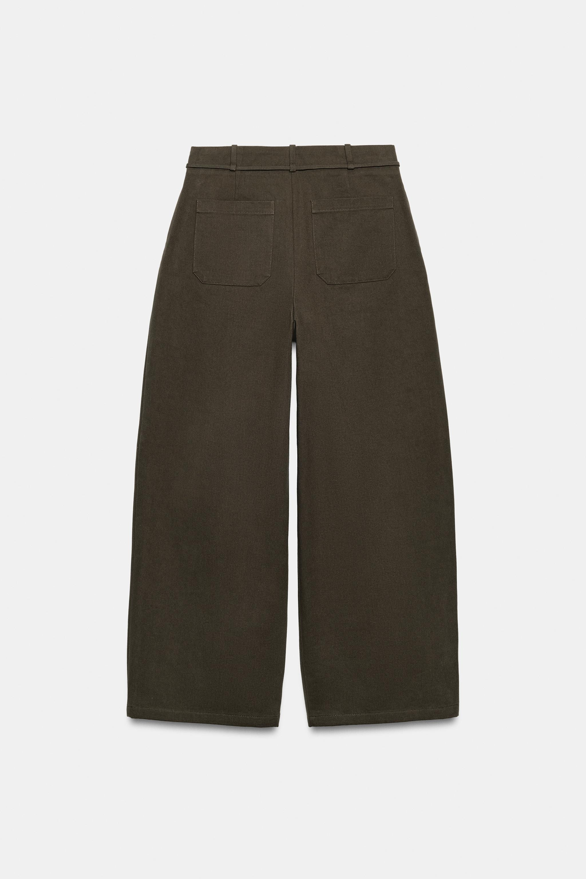 WIDE-LEG PLEATED BELT PANTS | Zara US