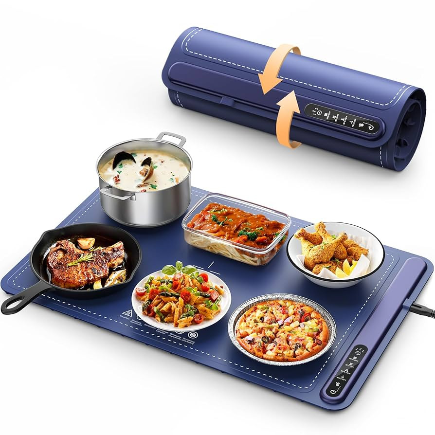 Food Warming Mat - Fast Heating Silicone Electric Warming Tray with 4 Level Temperature, Raised F... | Amazon (US)