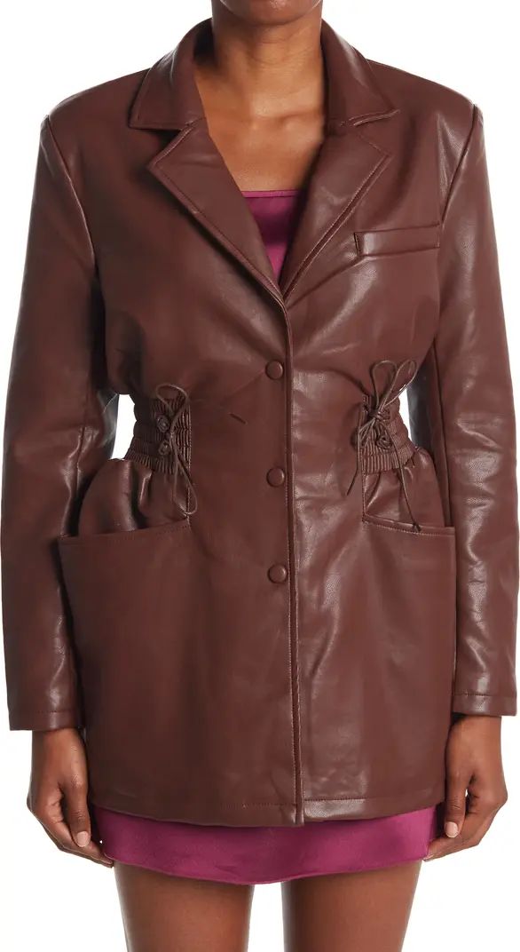 Faux Leather Smocked Waist Blazer Jacket | Nordstrom Rack