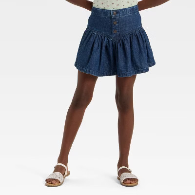 Girls' Denim Ruffle Flare Skirt - Cat & Jack™ Dark Wash XS | Target