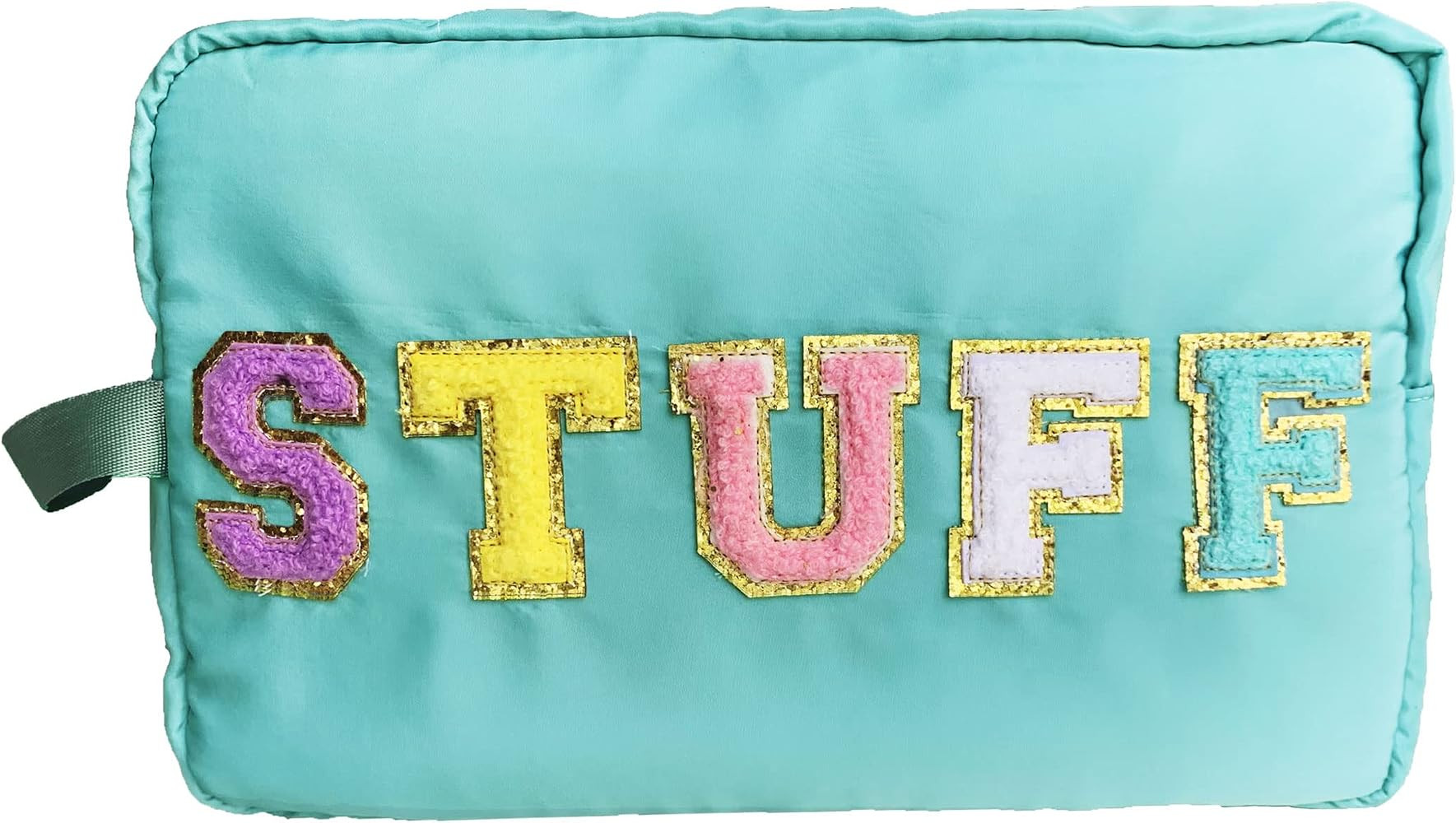 HAIBOLAN Large Makeup Bag Zipper Pouch Waterproof Nylon Travel Toiletry Bag STUFF Letter Patch Co... | Amazon (US)