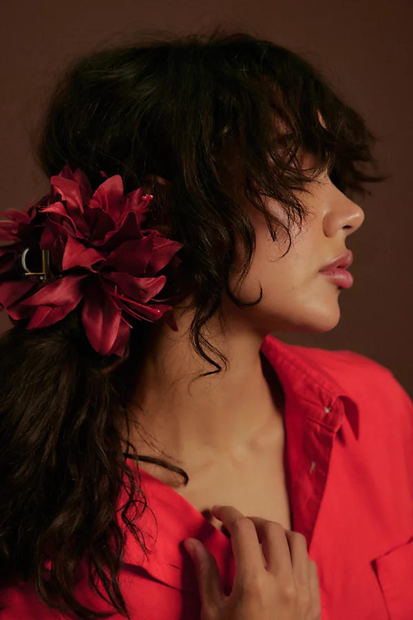 Khloris Floral Claw Clip at Free People in Red | Free People (UK)