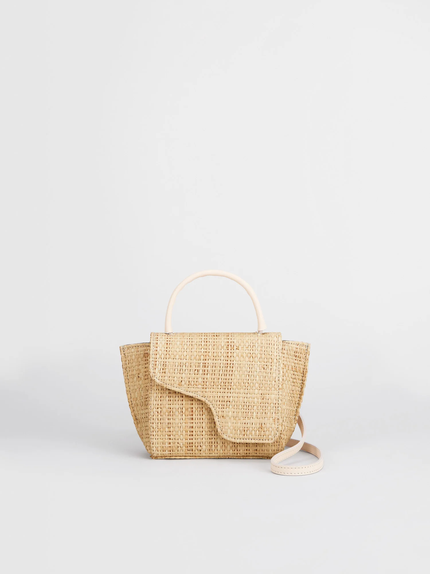 Montalcino Natural/Limestone Raffia/Leather Mini handbag | ATP Atelier