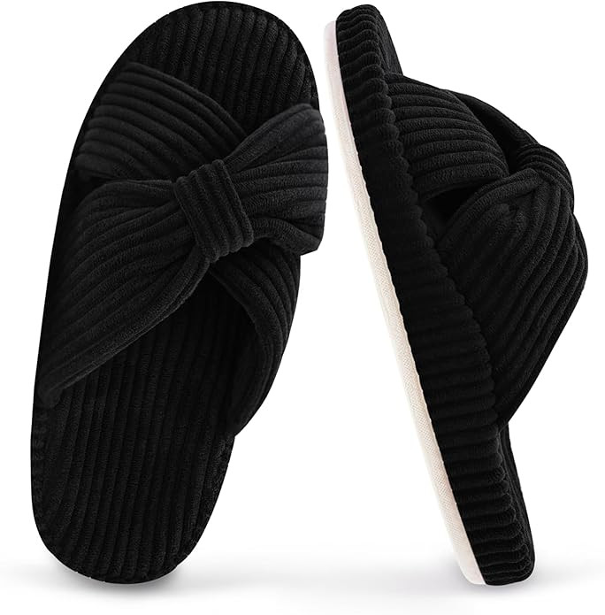 Women's Cozy Memory Foam Arch Support House Slippers Ladies Orthopedic Crossband Open Toe Home Be... | Amazon (US)