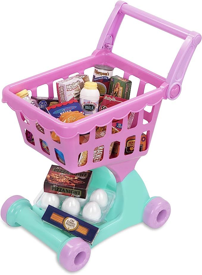 Play Circle by Battat – Pink Shopping Day Grocery Cart – Toy Shopping Cart with Pretend Play ... | Amazon (US)