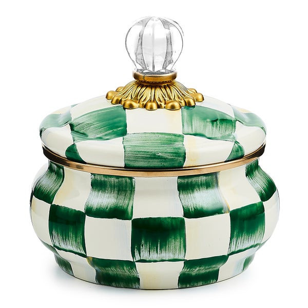 MacKenzie-Childs Emerald Check Squashed Pot | MacKenzie-Childs