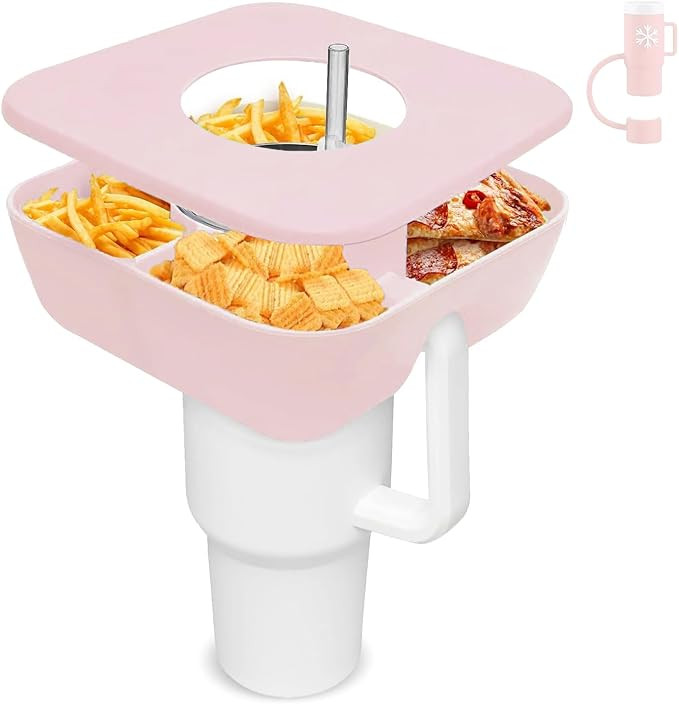 Snack Bowl with Cover for Stanley 40oz Tumbler with Handle, Silicone Snack Tray Snack Ring for St... | Amazon (US)